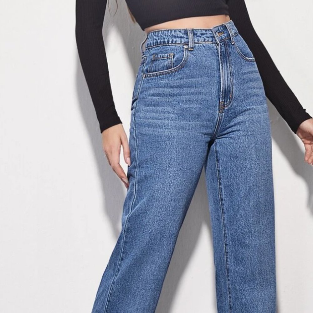 High Waist Straight Leg Jeans
